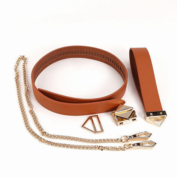 LOCKINK - Halsband mit Leine Set - braun