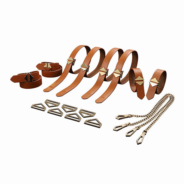 LOCKINK - 8-Bondage-Straps Restraint Set - brown