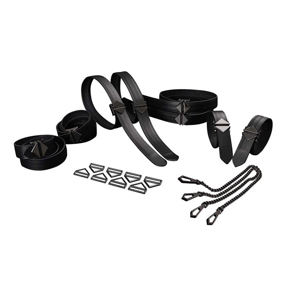 LOCKINK - 8-Bondage-Straps Restraint Set - black