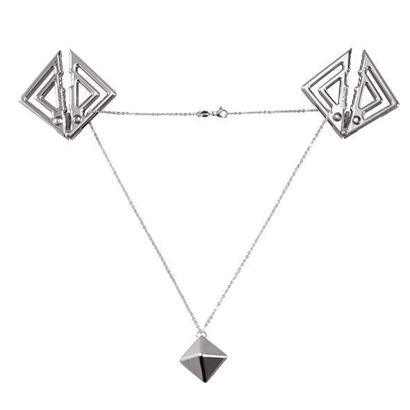 LOCKINK - Verstellbare Brustwarzenklammern mit schwerem Anhänger Grau