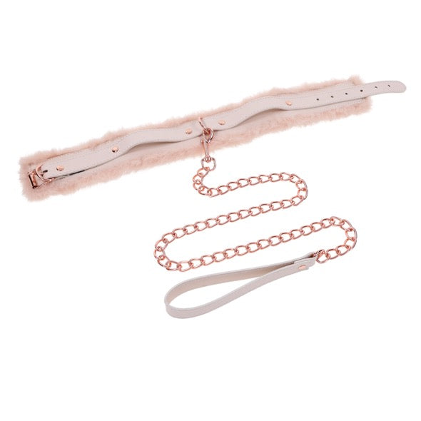 Sportsheets - S&amp;M Peaches ‘n CreaMe Fur Collar &amp; Leash Cream