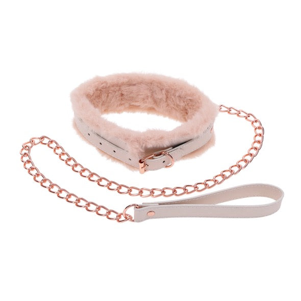Sportsheets - S&amp;M Peaches ‘n CreaMe Fur Collar &amp; Leash Cream