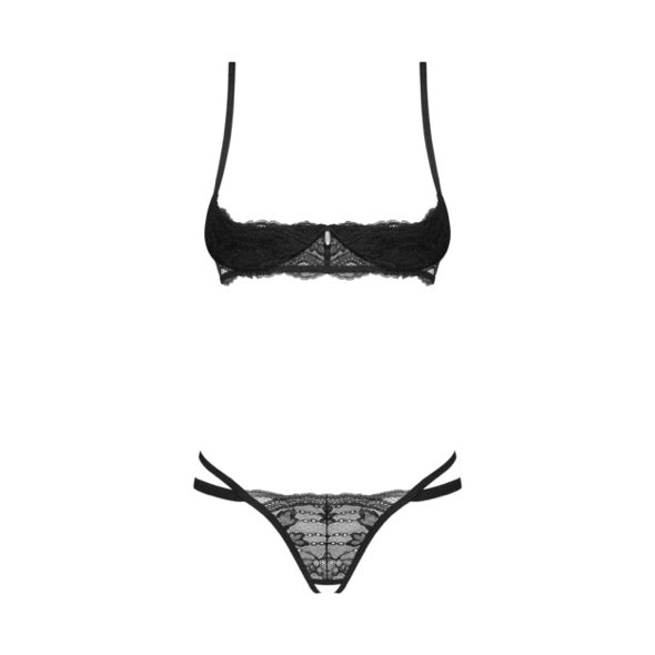 Obsessive - Nutris 2-pcs crotchless set Black XS/S