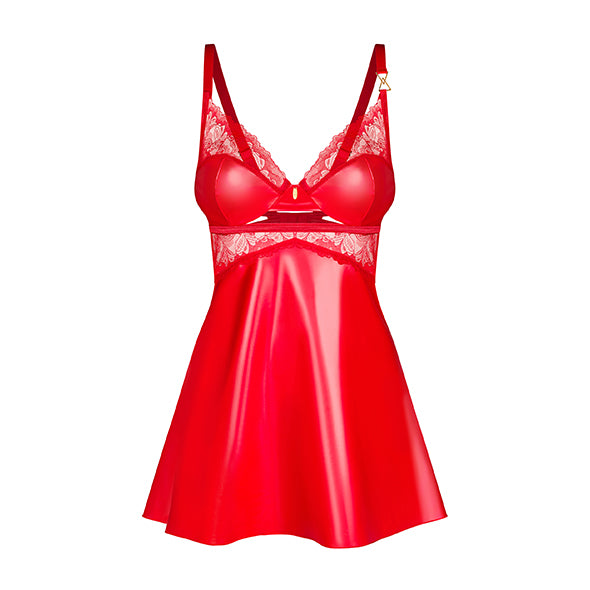Obsessive - Aliosa Chemise &amp; Thong Red 2XL/3XL