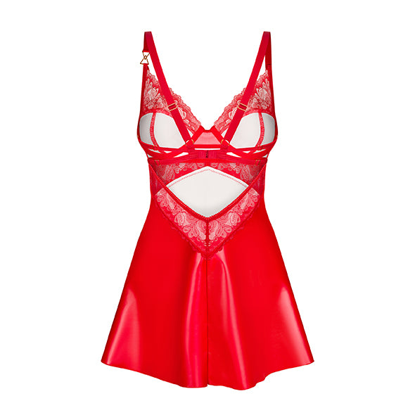 Obsessive - Aliosa Chemise &amp; Thong Red 2XL/3XL