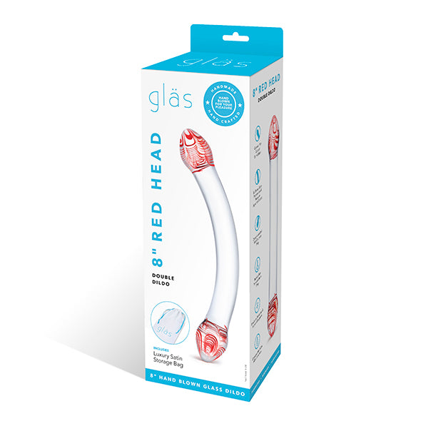 Glas - Red Head Double Glazen Dildo