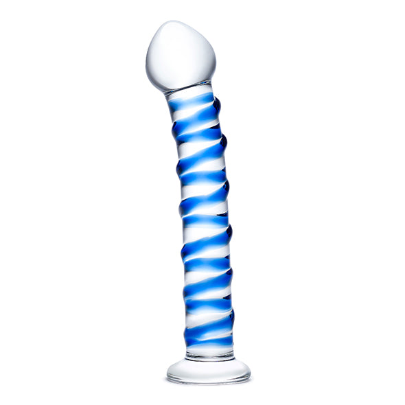 Glas - Glasdildo mit blauer Spirale