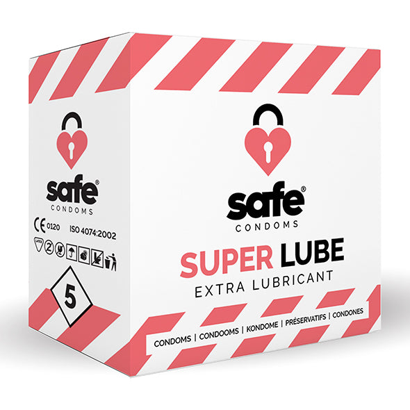 SAFE - Préservatifs Super Lube Extra Lubrifiant (5 pièces)