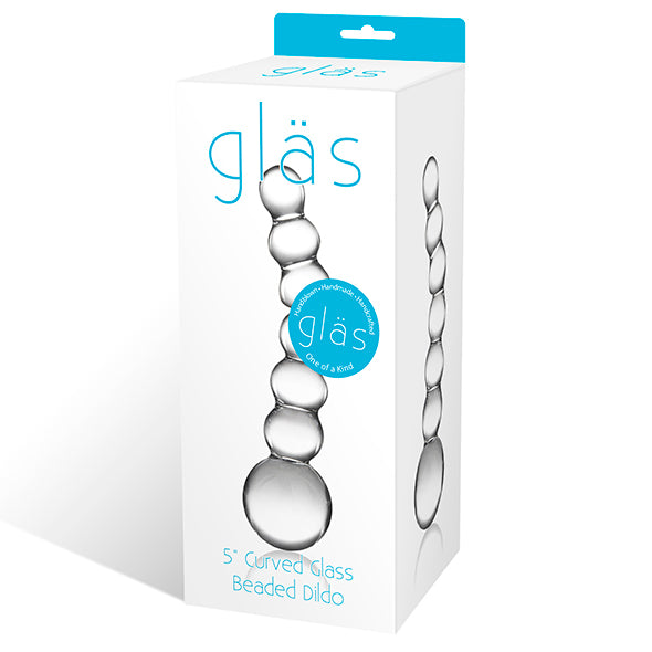 Glas - Gebogener Dildo aus Glasperlen