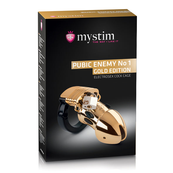 Mystim - Pubic Enemy No 1 Cock Cage Gold Edition