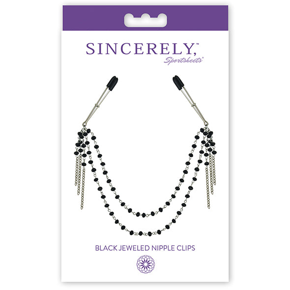 Sportsheets - Sincerely Black Jeweled Nipple Clips