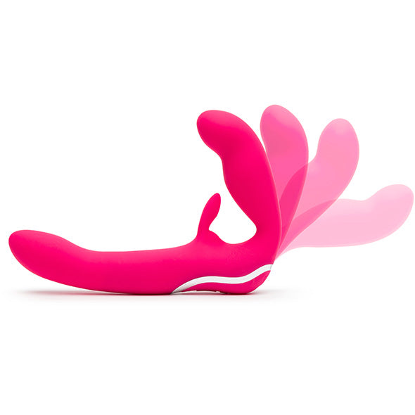 Happy Rabbit - Trägerloser Strap-On Rabbit Vibe Pink