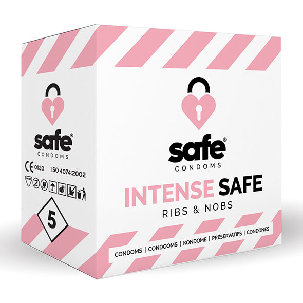 SAFE - Préservatifs Intense Safe Ribs &amp; Nobs (5 pièces)