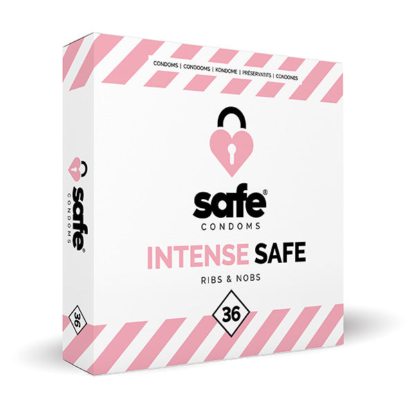 SAFE - Préservatifs Intense Safe Ribs &amp;amp; Nobs (Lot de 36)
