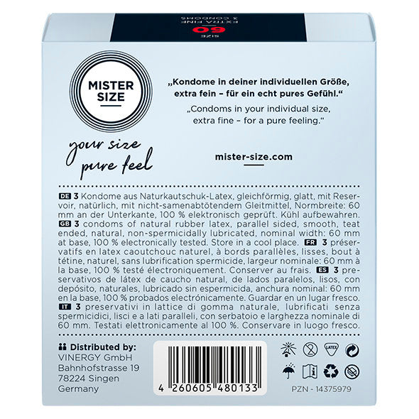 Mister Size - 60 mm Condooms 3 Stuks