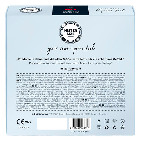 Mister Size - 60 mm Condooms 36 Stuks
