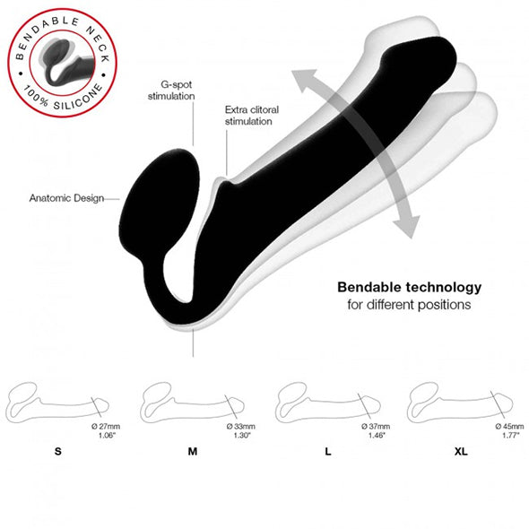 Strap-On-Me - Halbrealistischer flexibler Strap-On Schwarz XL