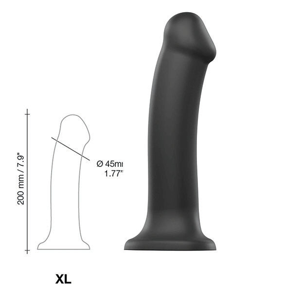 Strap-On-Me - Semi-Realistische Dual Density Buigzame Dildo Zwart XL