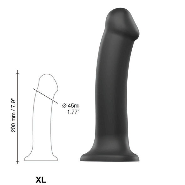 Strap-On-Me - Gode Flexible Semi-Réaliste Double Densité Noir XL