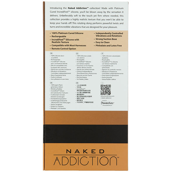 Naked Addiction - Roterende & Vibrerende Dong met Afstandsb. Caramel 20 cm