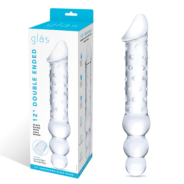 Glas - Double Ended Glass Dildo with Anal Beads