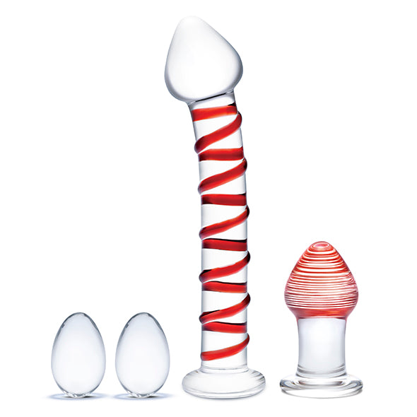 Glas - Mr. Swirly 4 pc Set with Glass Kegel Balls &amp; Butt Plug