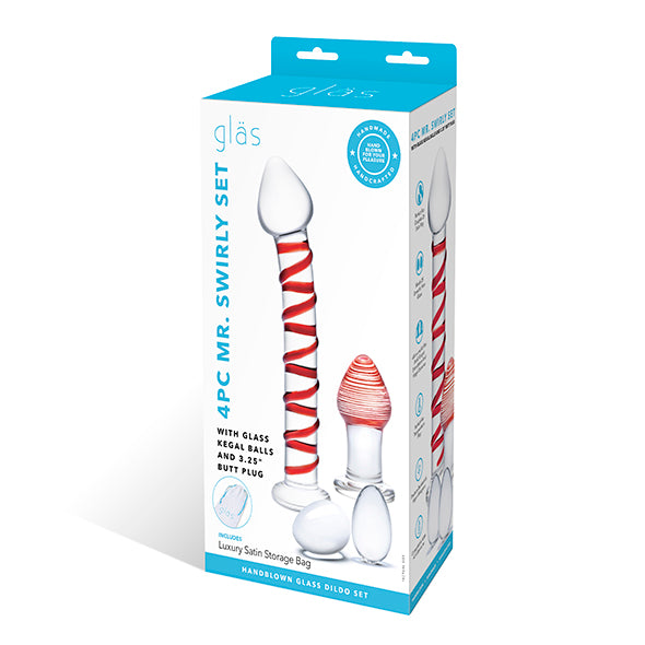 Glas - Mr. Swirly 4 pc Set with Glass Kegel Balls &amp; Butt Plug
