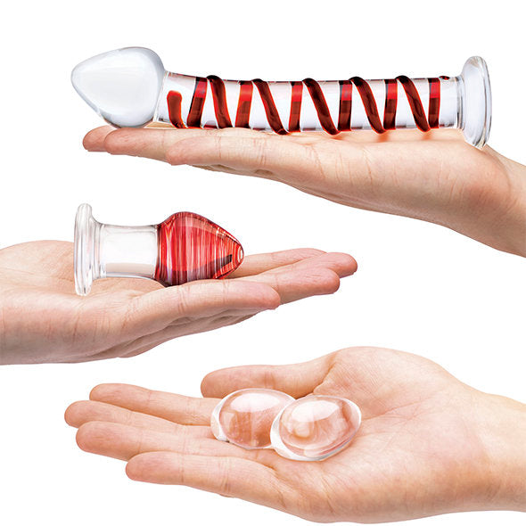 Glas - Mr. Swirly 4 pc Set with Glass Kegel Balls &amp; Butt Plug
