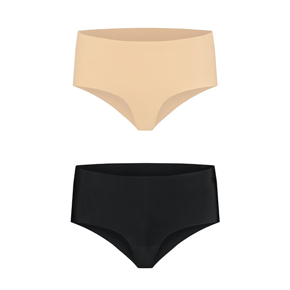 Bye Bra - Culotte Haute Invisible Nude + Noir L