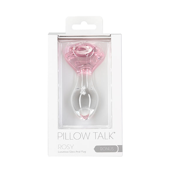 Pillow Talk - Plug anal en verre luxueux rose avec balle bonus