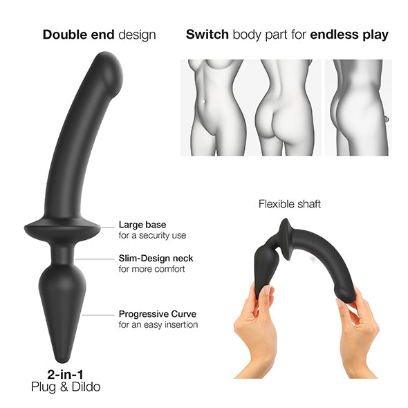 Strap-On-Me - Gode semi-réaliste enfichable Switch Noir XXL