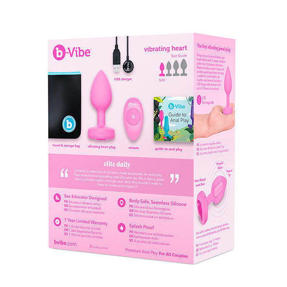 B-Vibe - Vibrierender herzförmiger Analplug S/M Pink