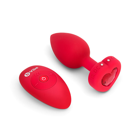 B-Vibe - Plug Anal Coeur Vibrant M/L Rouge