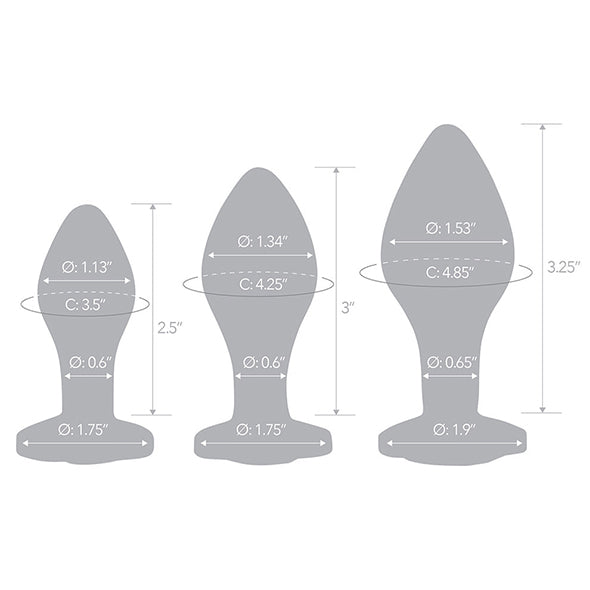 Glass - Heart Jewel Kit d&#39;entraînement anal en verre 3 pcs