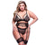 Baci - 3pc Strappy Bra, Garter & Panty Set Black Queen