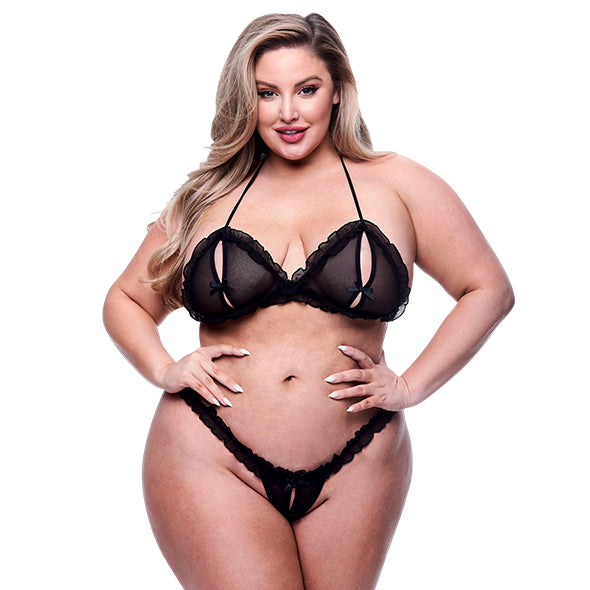 Baci – 2-teiliges Peek-a-boo-BH- und schrittoffenes G-String-Set Queen