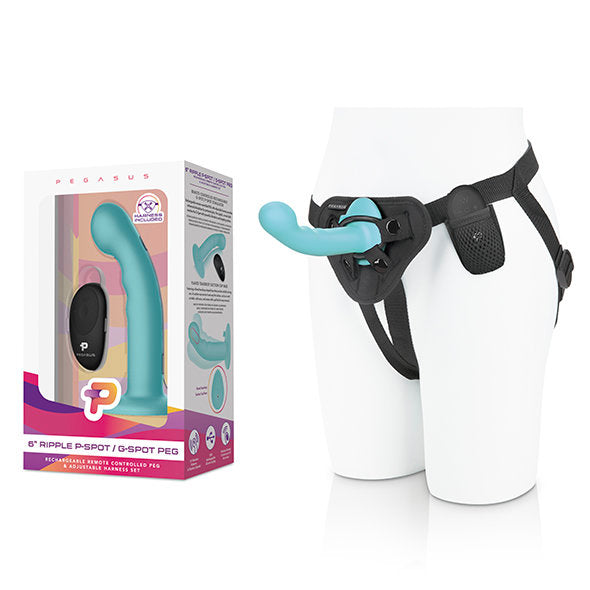Pegasus - 6” Remote Control Ripple P-Spot G-Spot Silicone Peg with Harness 