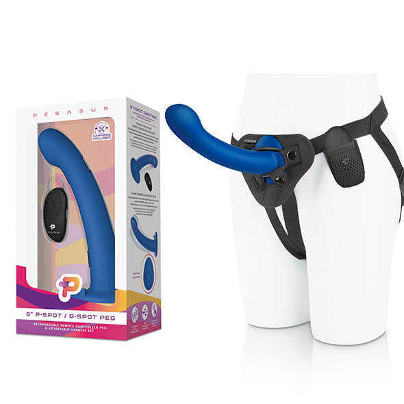 Pegasus - 8” Remote Control P-Spot G-Spot Silicone Peg with Harness Include