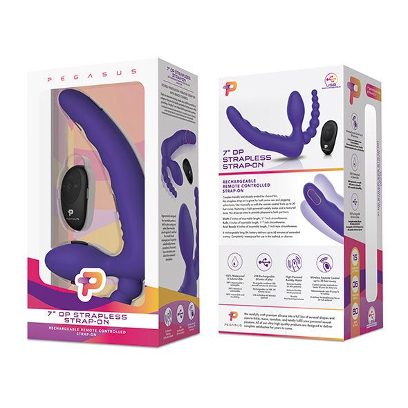 Pegasus - 7” Remote Control Strapless D.P. Silicone Strap on