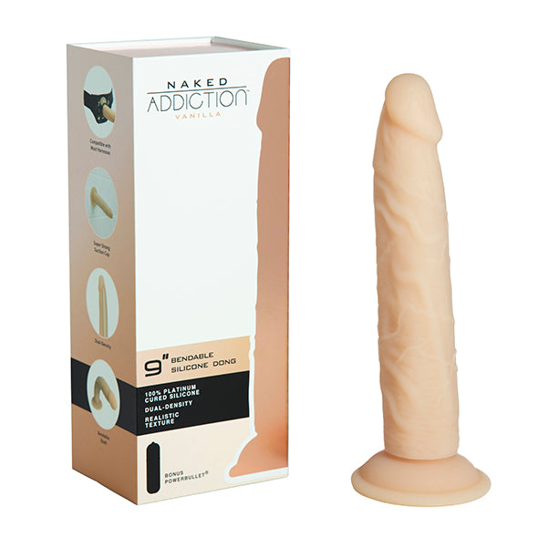 Naked Addiction - Gode double densité pliable en silicone 22,8 cm Vanille
